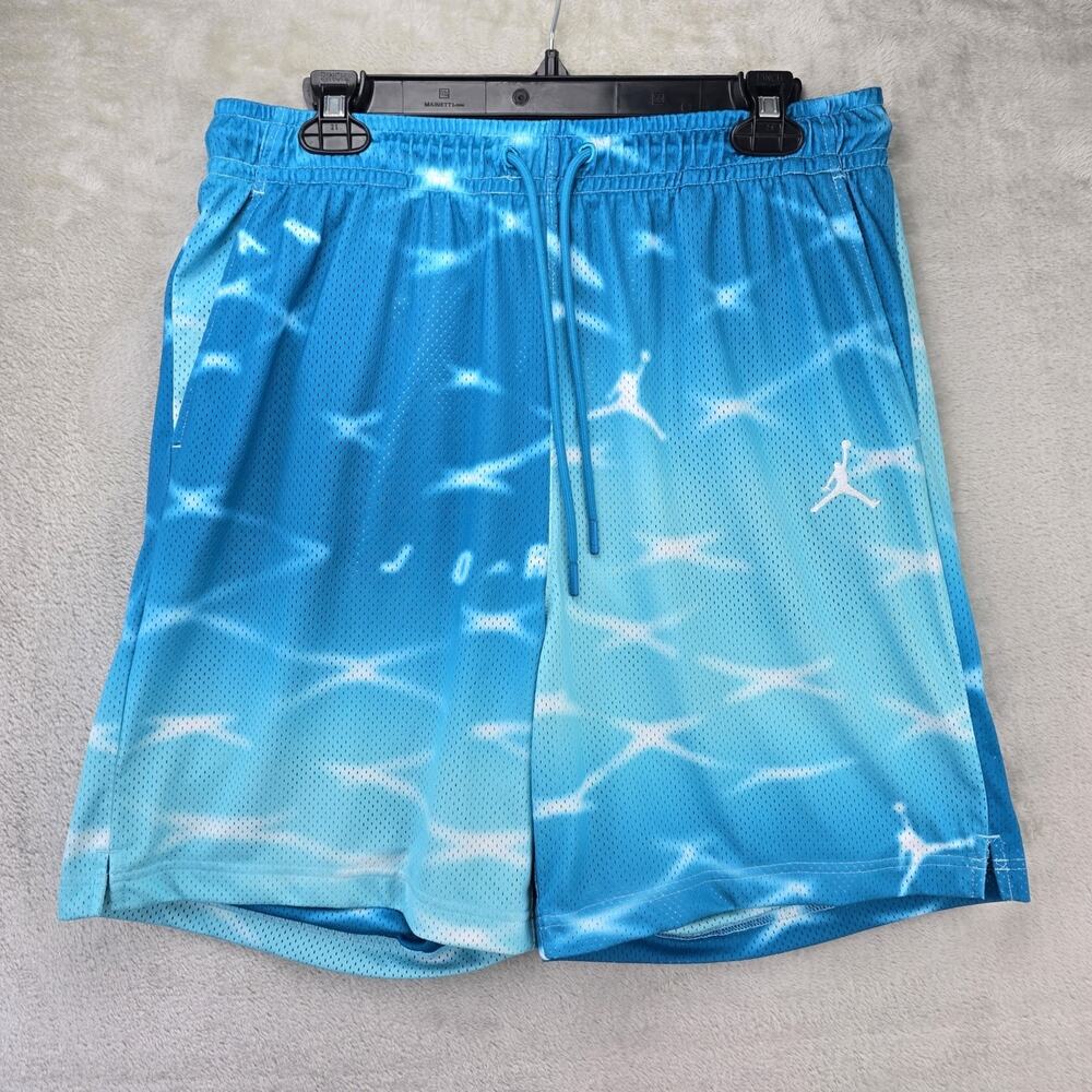 Nike Air Jordan Essential All Over Print Mesh Basketball Shorts Large Blue Water